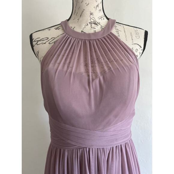 Mauve Cindy Collection USA Chiffon Halter Neck Gown Size M - Picture 5 of 8